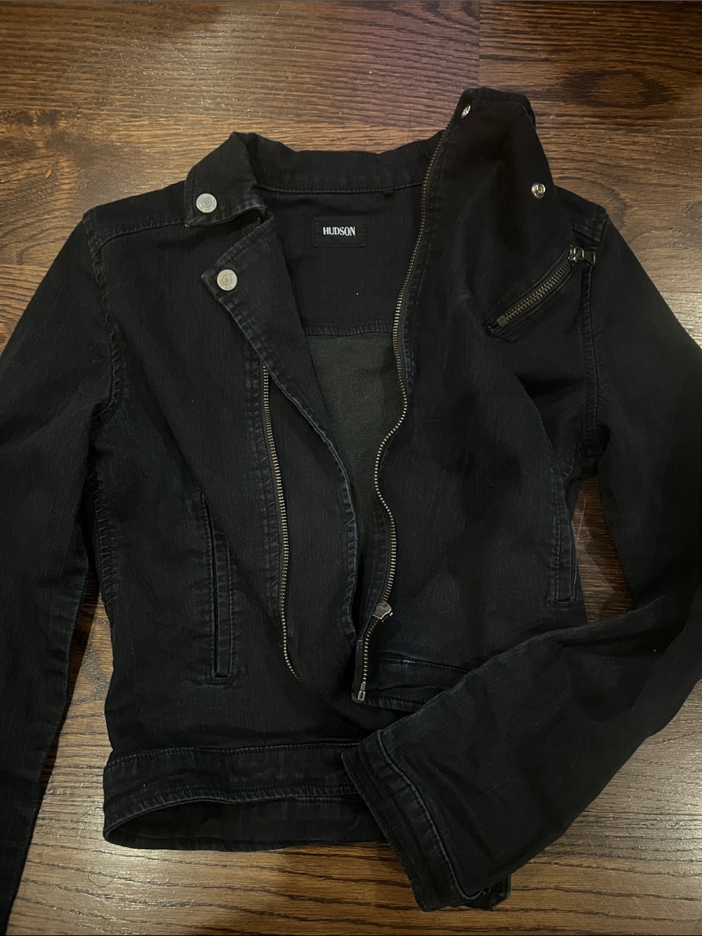 Hudson Jeans Black Kids Moto-Style Denim Jacket